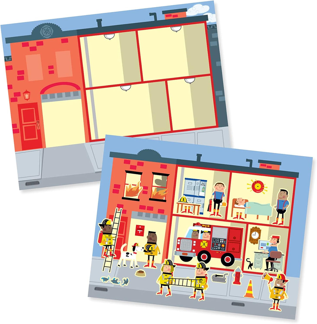 Melissa & Doug | Pack mit 6 wiederverwendbare Sticker-Blöcken – Spielhaus, Ankleiden, Lebensräume, M