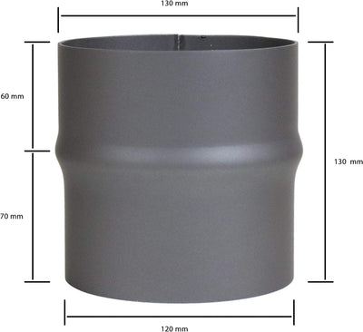 LANZZAS Rauchrohr Erweiterung von Ø 120 mm auf Ø 130 mm - Farbe: gussgrau - Ofenrohrerweiterung, Ø 1