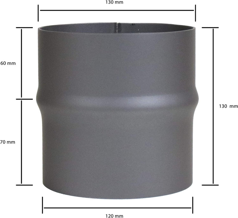 LANZZAS Rauchrohr Erweiterung von Ø 120 mm auf Ø 130 mm - Farbe: gussgrau - Ofenrohrerweiterung, Ø 1