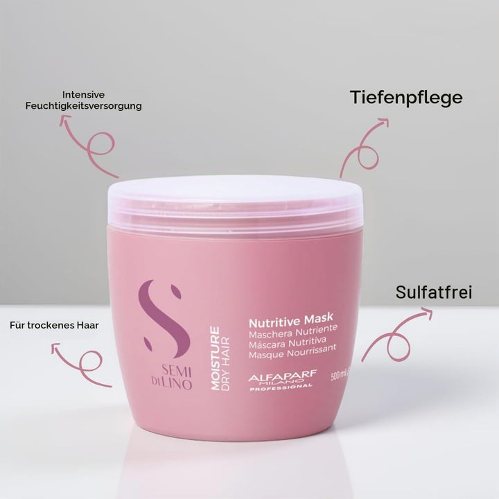 Alfaparf Milano Semi Di Lino Moisture Nutritive Mask, Bunt, 500 Milliliter , Ml (1Er Pack)
