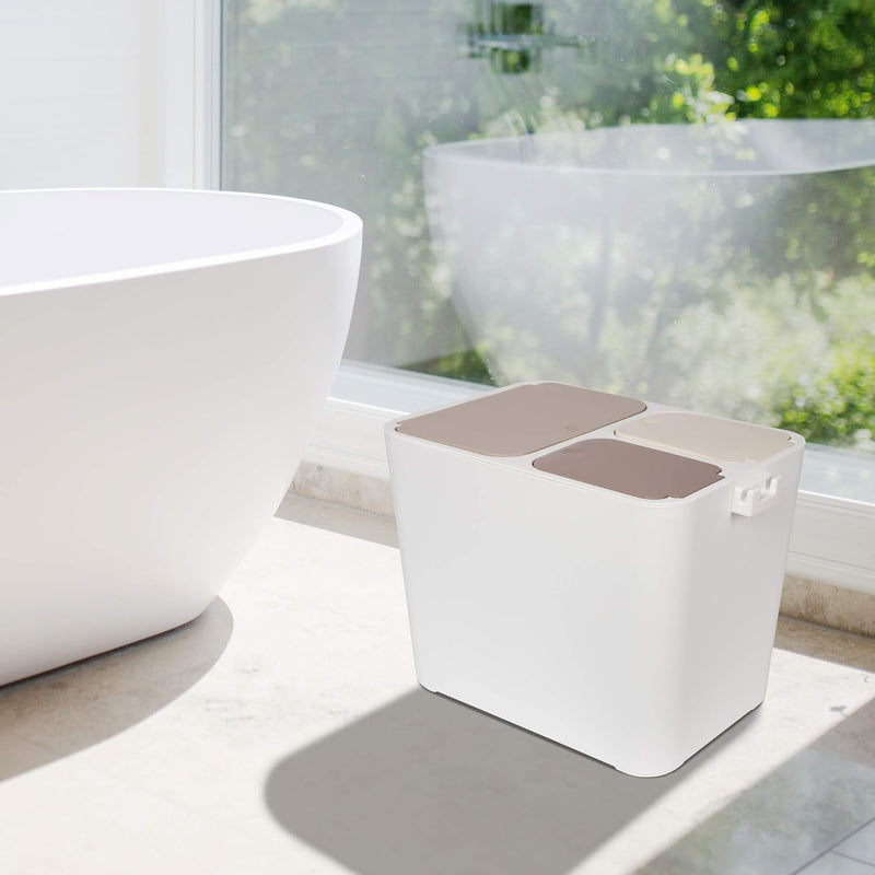 ONVAYA® Mülltrennsystem Ben | Mülltrennung mit mehreren Fächern | Mülleimer in creme-weiss | Abfalle