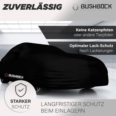 BUSHBOCK® Premium Autoabdeckung Indoor - Satin Schutzhülle Stoff - Abdeckplane Autoplane Autogarage