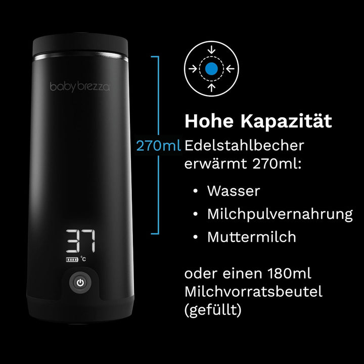 Baby Brezza SuperFast Superschneller tragbarer Muttermilch- und Wasserwärmer für die Reise Schwarz –
