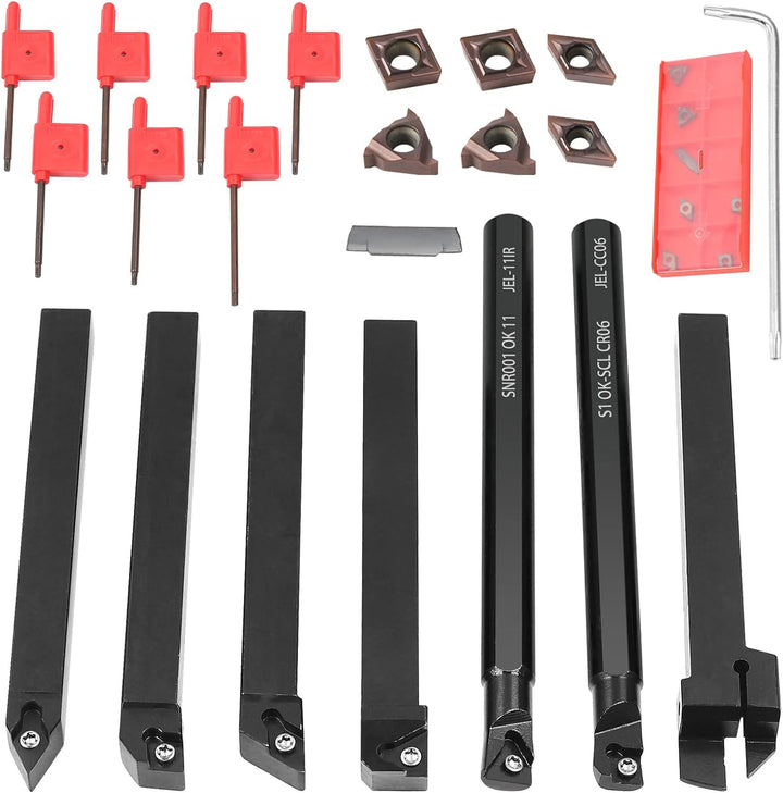 MIRTHBUY 10 x 10 mm Schaft, Drehmaschine, Bohrstange, Hartmetalleinsätze, Drehwerkzeughalter-Set mit