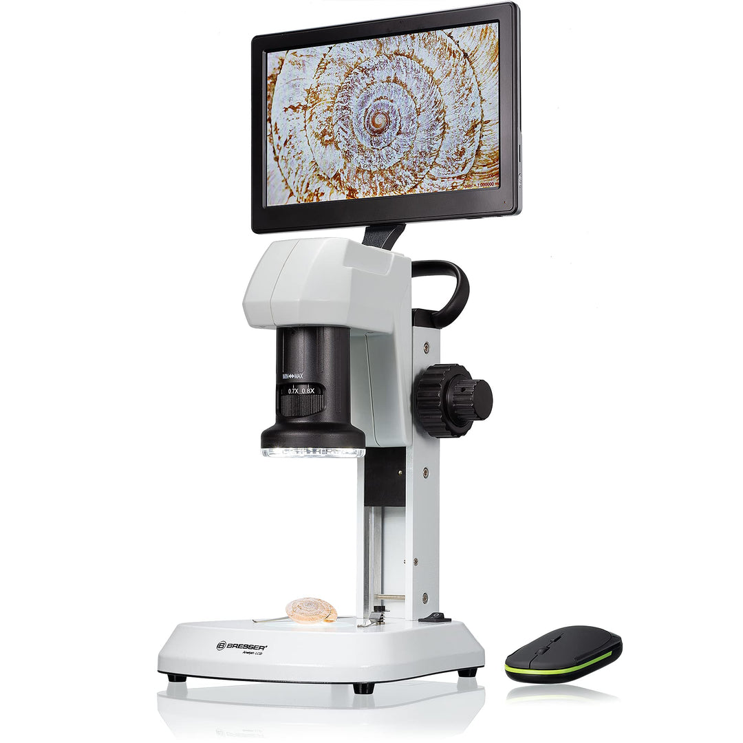 Bresser LCD-Mikroskop Analyth mit Durch- und Auflicht in 5 Helligkeitsstufen, stufenlosem Zoom (0,7X