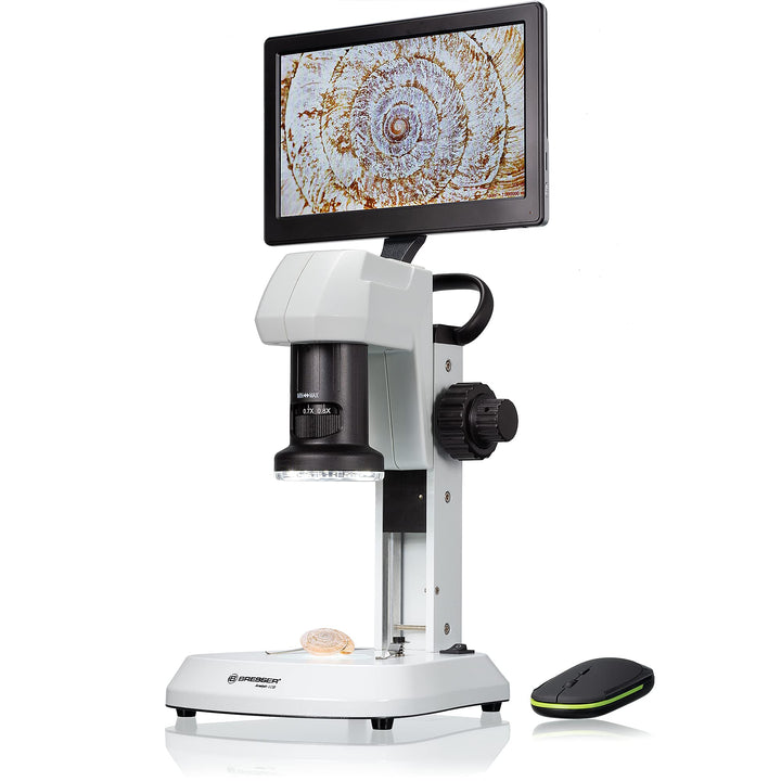 Bresser LCD-Mikroskop Analyth mit Durch- und Auflicht in 5 Helligkeitsstufen, stufenlosem Zoom (0,7X