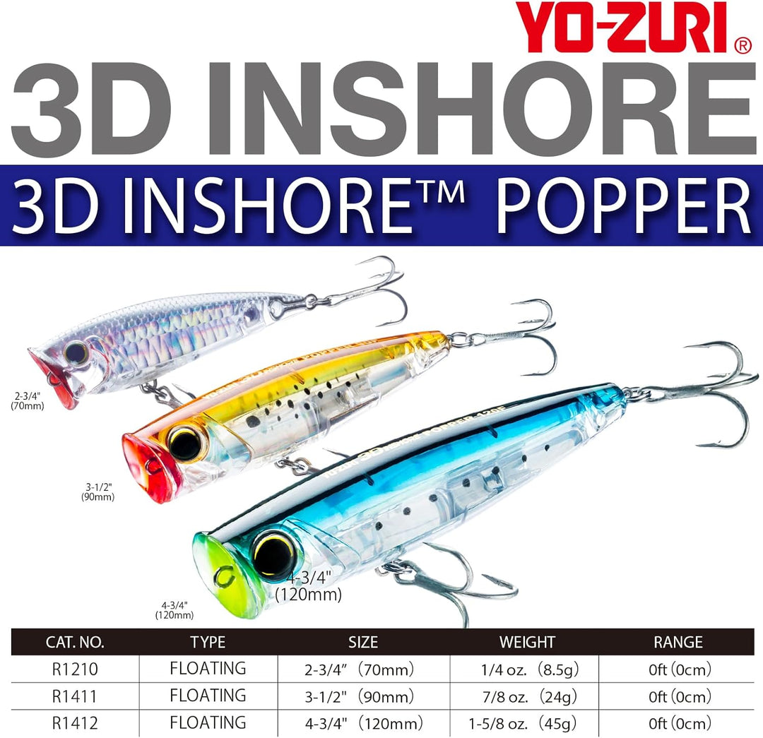 Yo-Zuri 3D-Küsten-Popper, schwimmender Köder