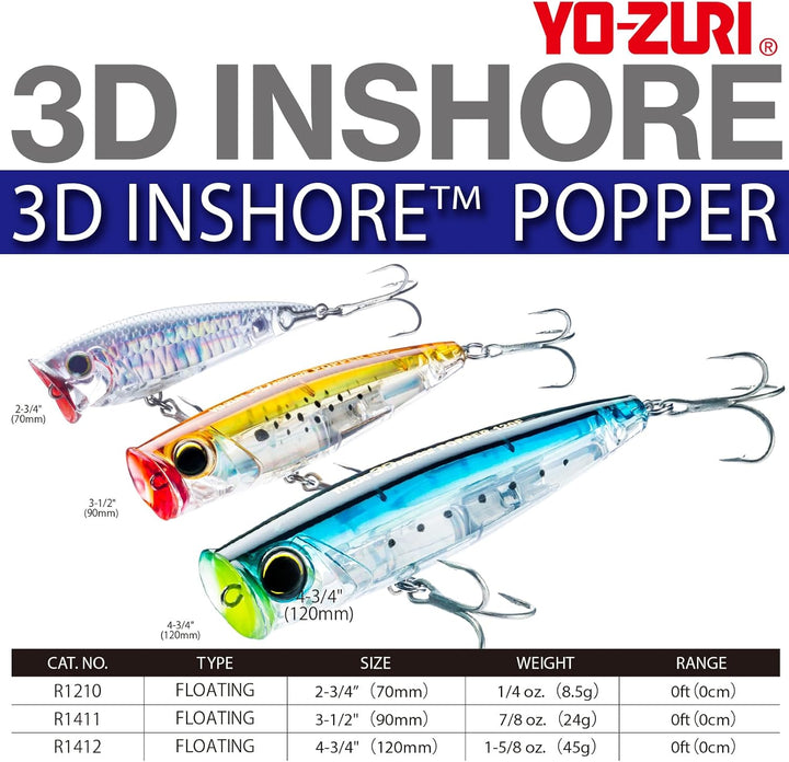 Yo-Zuri 3D-Küsten-Popper, schwimmender Köder