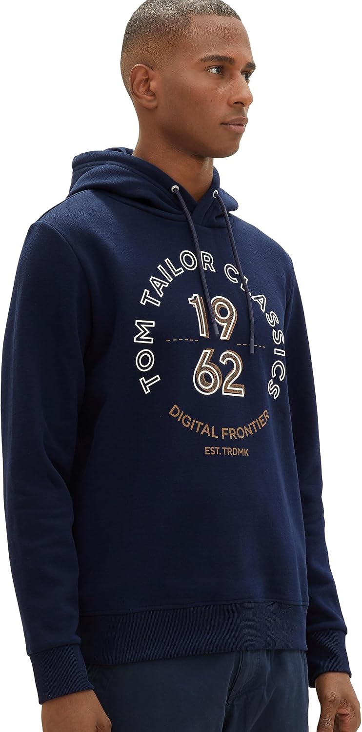 TOM TAILOR Herren Hoodie Sweatshirt mit Print S 10668 - Sky Captain Blue, S 10668 - Sky Captain Blue