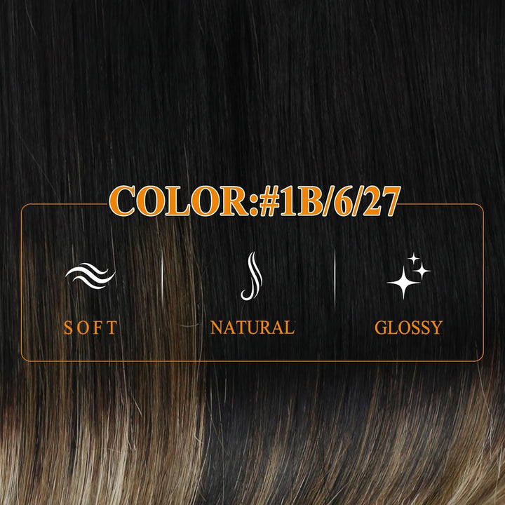 Easyouth Extension Mit Draht Balayage Haarteile Echthaar Draht Off Black Mix Mittelbraun Und Honigbl