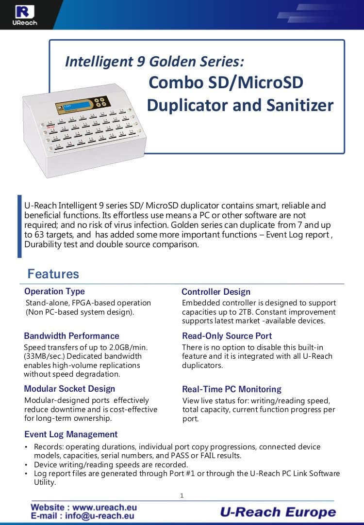 UReach SD916G 16 Ports SD Kopierer SD/MicroSD Karten Duplikator SD & Micro SD Karten duplizieren Log