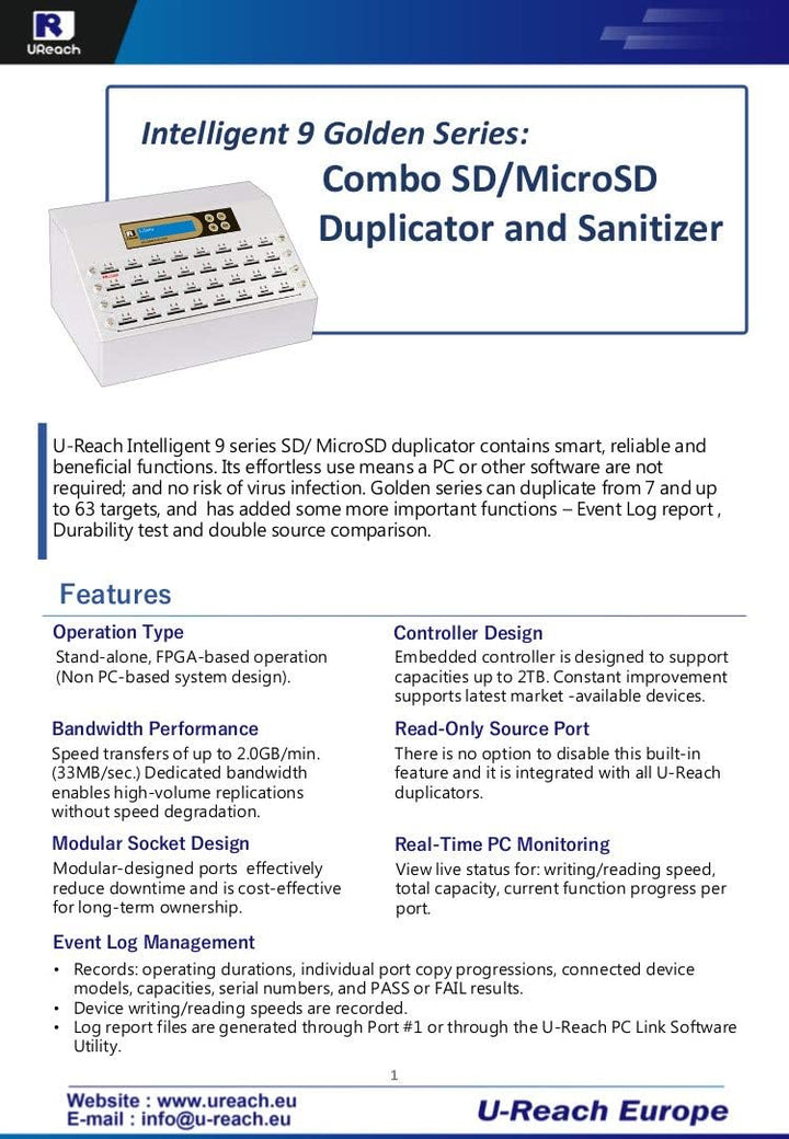 UReach SD916G 16 Ports SD Kopierer SD/MicroSD Karten Duplikator SD & Micro SD Karten duplizieren Log