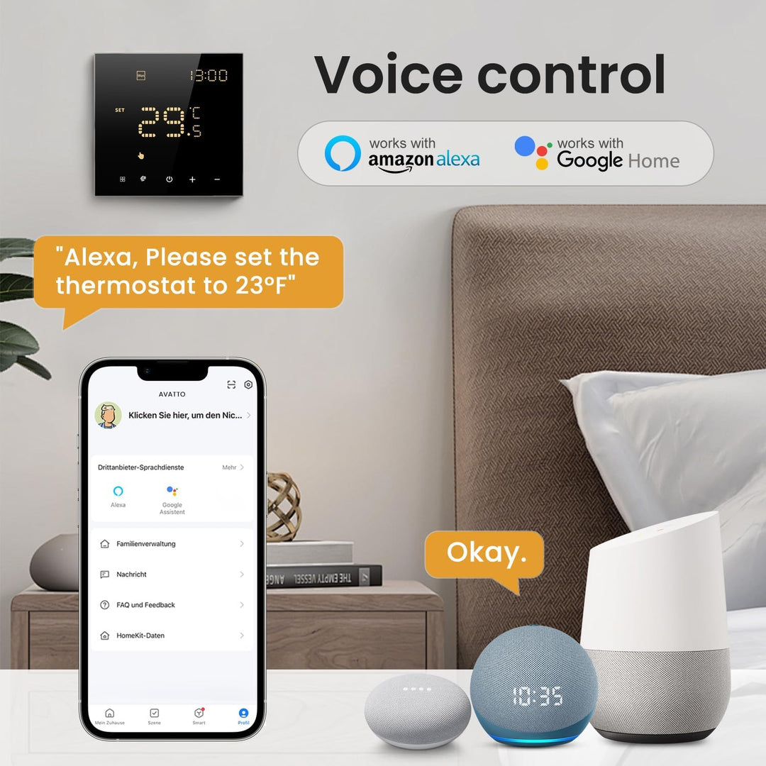 Smart WiFi Thermostat für Wasser-Fussbodenheizung und Gasboiler, Programmierbar Raumthermostat Unter