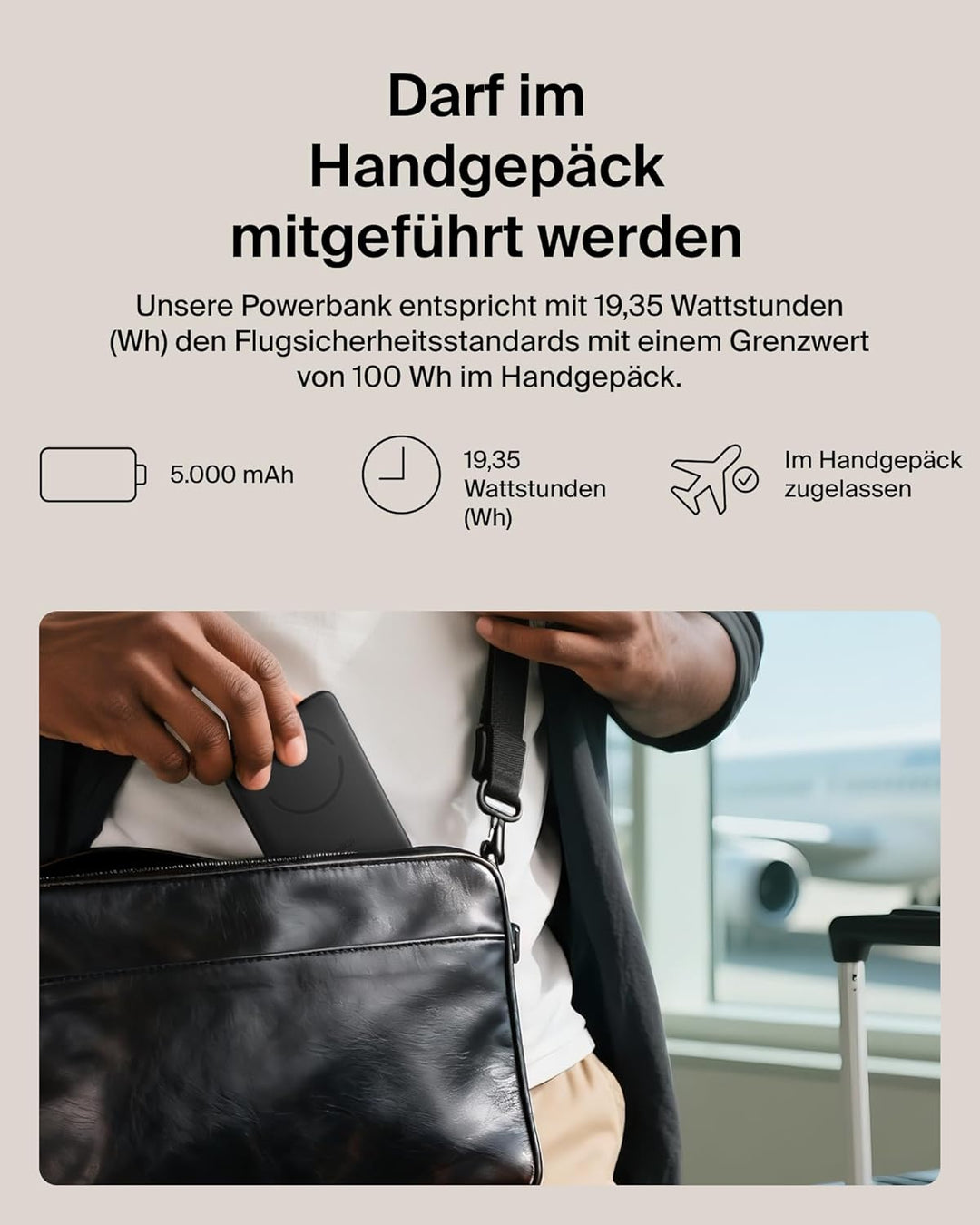 Belkin BoostCharge Power Bank Qi2 15W, Schlanke Magnetische Powerbank 5000mAh mit Ständer, Inklusive