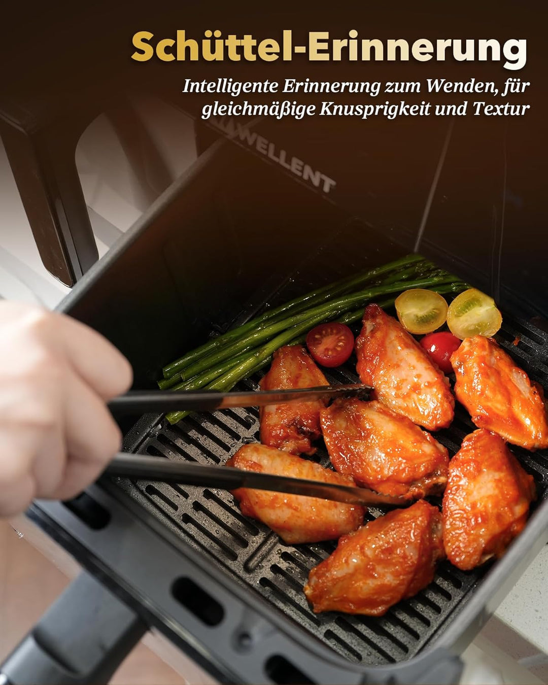 WELLENT 11L Airfryer 2 Kammern, 2600W Heissluftfritteuse XXL(4+7L),10-in-1 Heissluftfritteuse Doppel