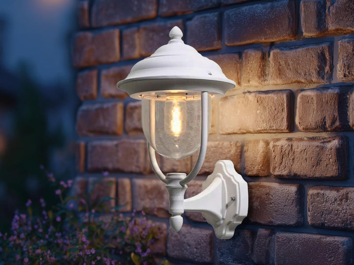 LED Aussenwandlaterne stehend im Landhausstil, Höhe 46cm, weiss, Wandleuchte Stehend