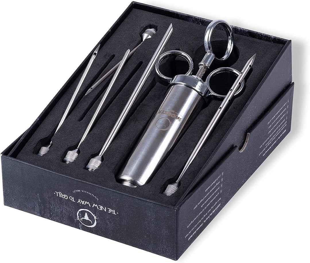 MOESTA-BBQ 10396 Spritze No.1 – Edelstahl Bratenspritze inkl. 5 Nadeln für alle Anwendungen - Edelst