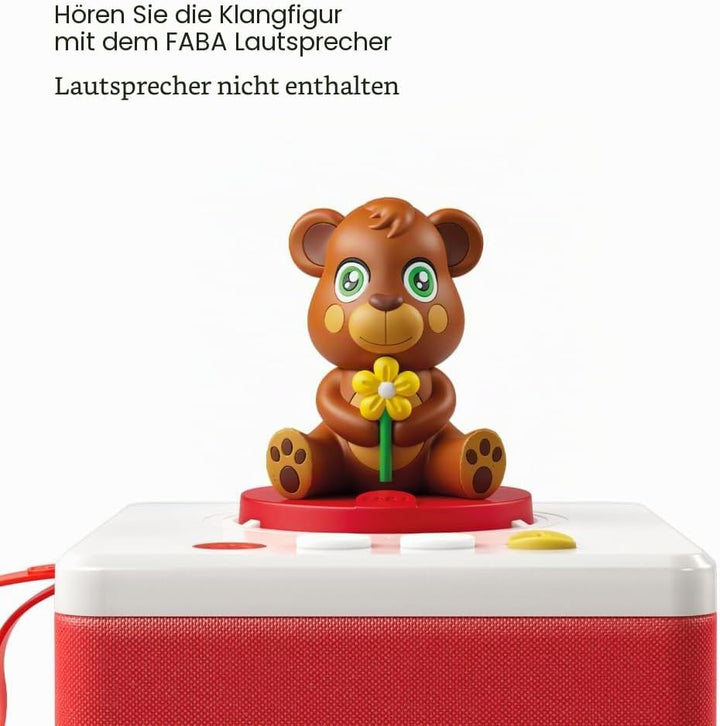 FABA -FFR14301 Teddybär mit Klangfigur, singt und Tanzt mit Nino, Lieder und Kinderreimen, FFR34003