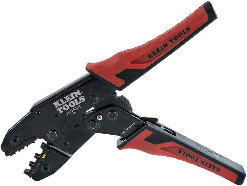 Klein Tools 3005CR Draht-Crimper Werkzeug, Ratsche isolierte Klemmzange für 10 bis 22 AWG Draht, Cri