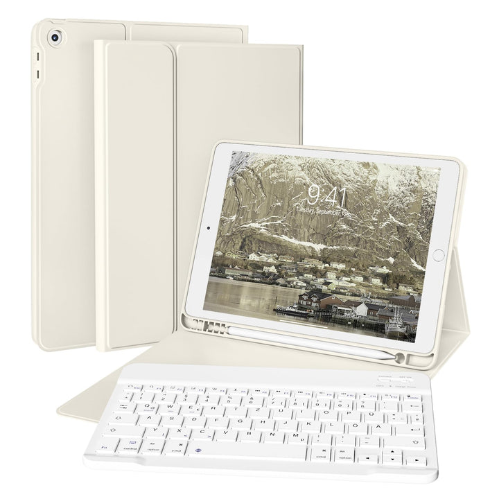 Tastatur Hülle für iPad 9./ 8./ 7. Generation (2021/2020/2019) mit Stifthalter, Soft TPU Schutzhülle
