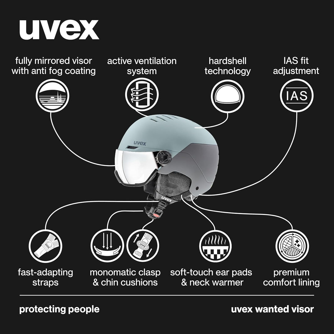 uvex Wanted Visor Visier Skihelm - Navy mat glacier - rhino matt 54-58 cm, glacier - rhino matt 54-5