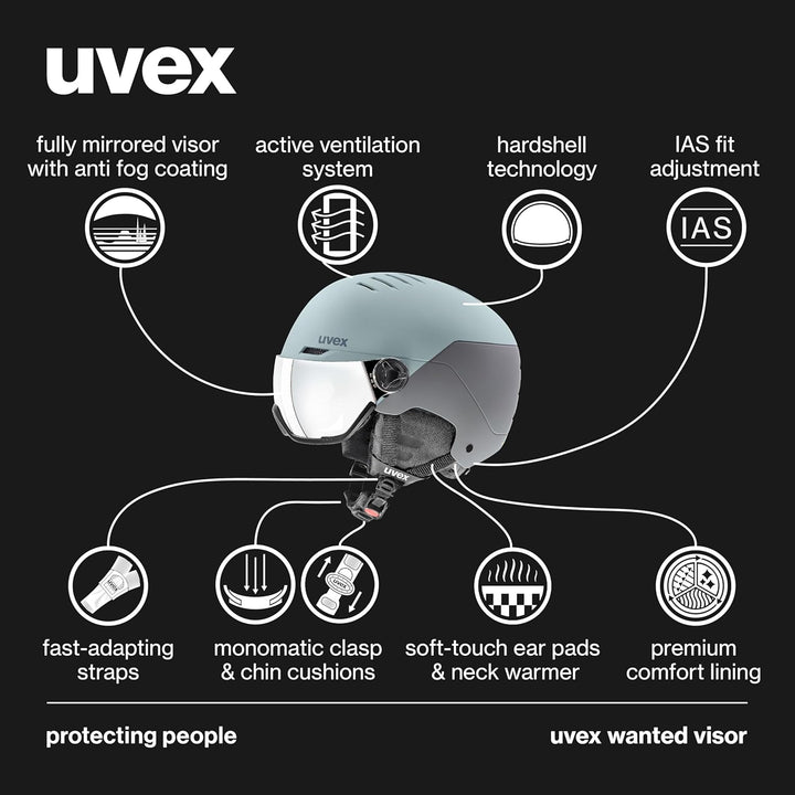 uvex Wanted Visor Visier Skihelm - Navy mat glacier - rhino matt 54-58 cm, glacier - rhino matt 54-5