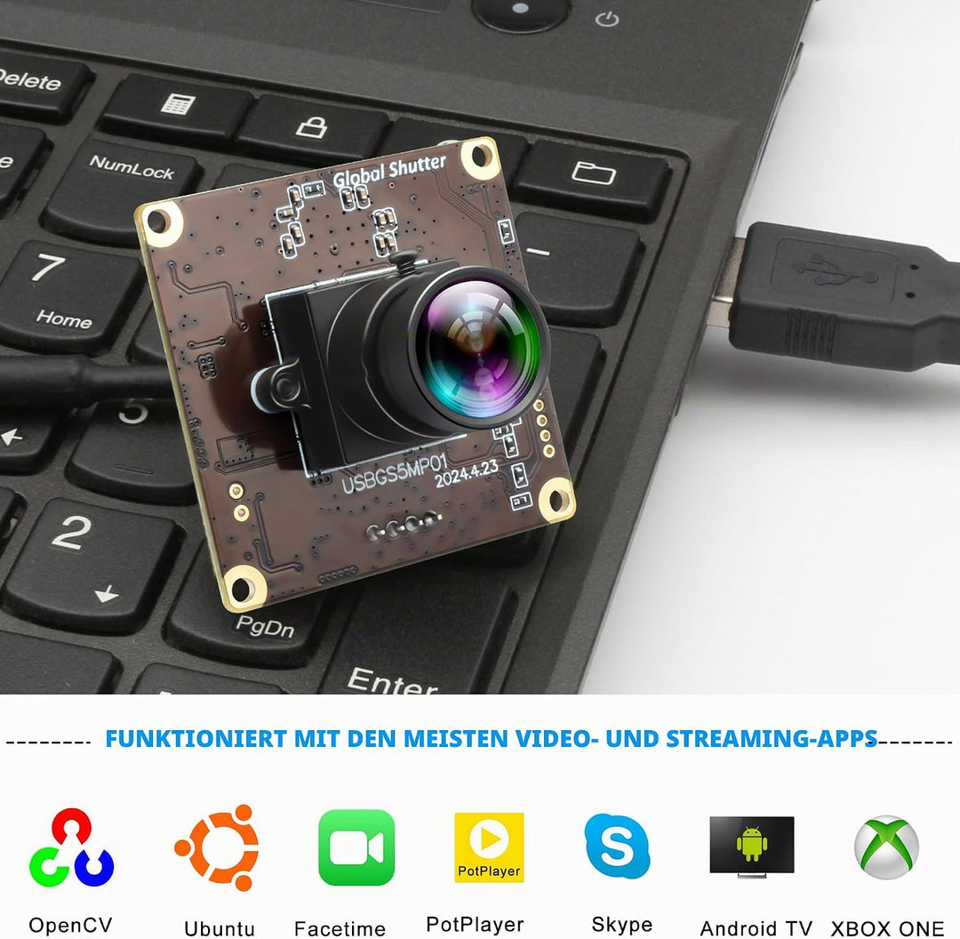 ELP Global Shutter USB Kamera 50 fps Hochgeschwindigkeits USB Kameramodul für Computer Weitwinkel Ke