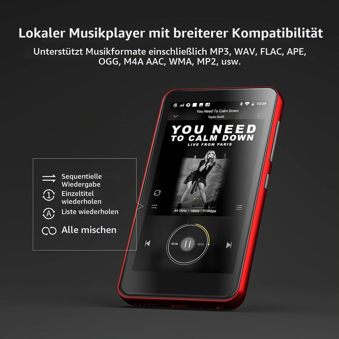 innioasis 16 GB MP3-Player mit Bluetooth und WLAN, MP3-Player, Apple Music, 4 Zoll Touchscreen, Andr