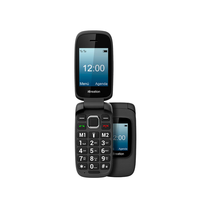 C30 - Schwarzes Klapphandy mit Dual-Display (2,4" + 1,77"), grossen Tasten und Ziffern, 2 Direktspei