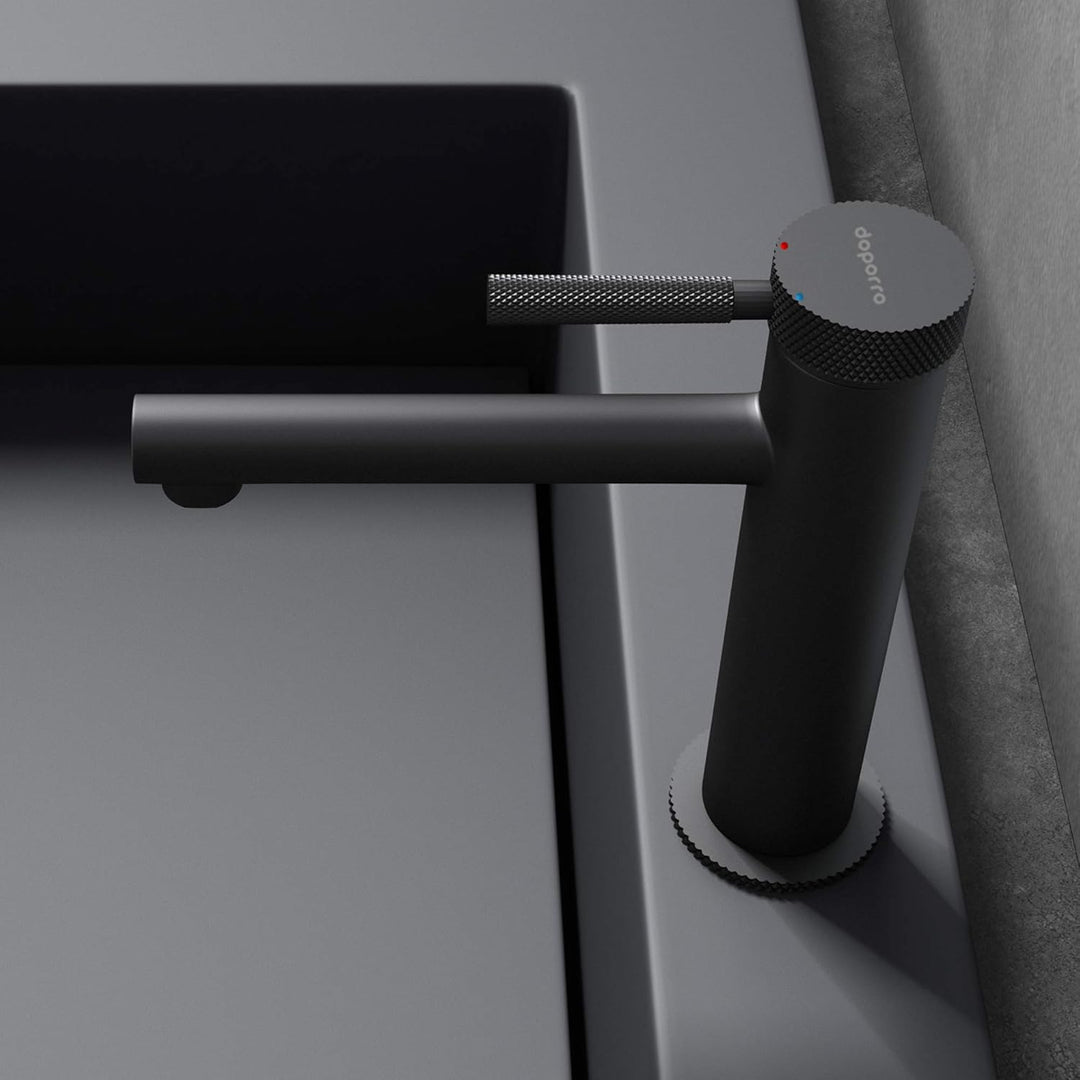 doporro Design Armatur in Schwarz matt Waschbeckenarmatur praktischer Einhebelmischer 18,1 cm hoch W