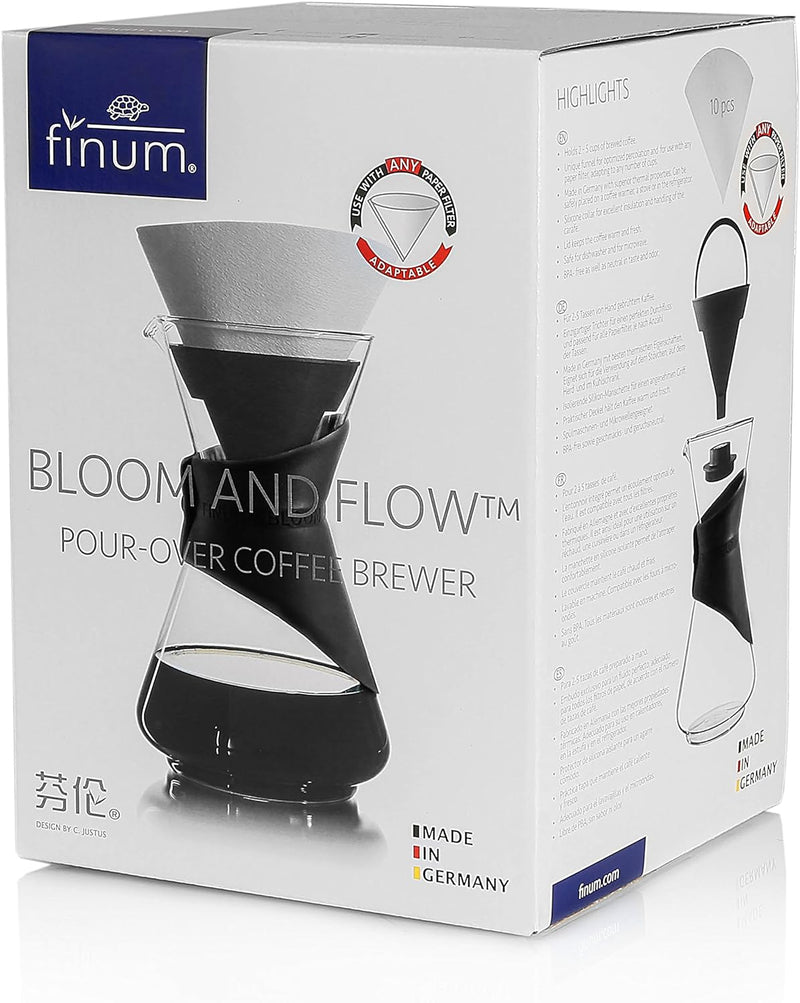 Finum BLOOM AND FLOW - Kaffeebrüher mit Glaskaraffe, Kaffeebereiter, Handbrüh Kaffee, Kaffeezubereit