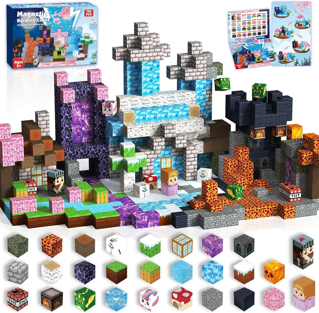 ToyUnited Magnetische Bausteine Magnetic Blocks Bauen Mine Fantasiewelt 150PCS Magnet Bausteine für