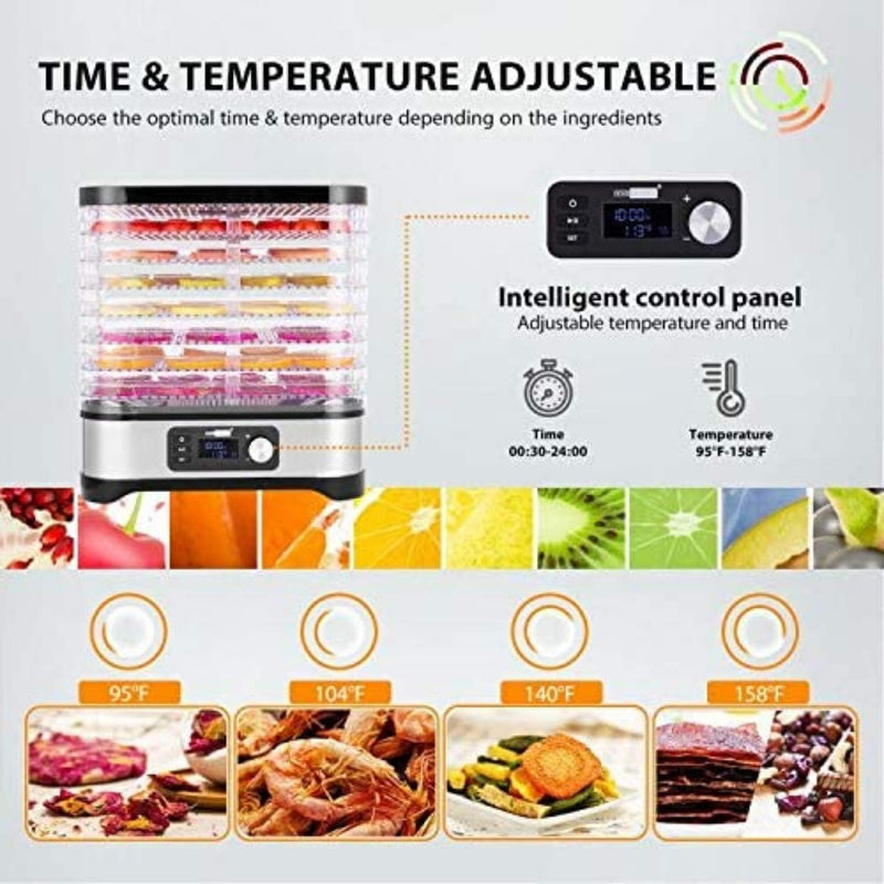 COOCHEER Dörrautomat Dehydrator Dörrapparat mit Temperaturregelung, 8 Etagen abnehmbare Dörrgerät, T