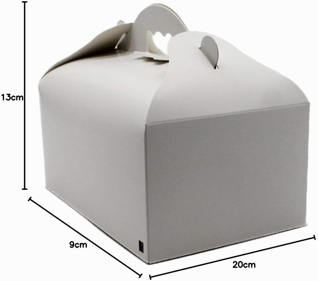 BAMI 25 Stück Konditorei Box Gebäckkarton Kuchenbox, M- 200x130x90mm Tortenbox, aus Pappe mit Griff,