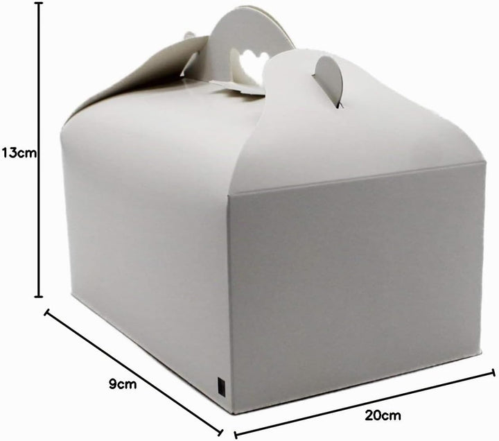 BAMI 25 Stück Konditorei Box Gebäckkarton Kuchenbox, M- 200x130x90mm Tortenbox, aus Pappe mit Griff,