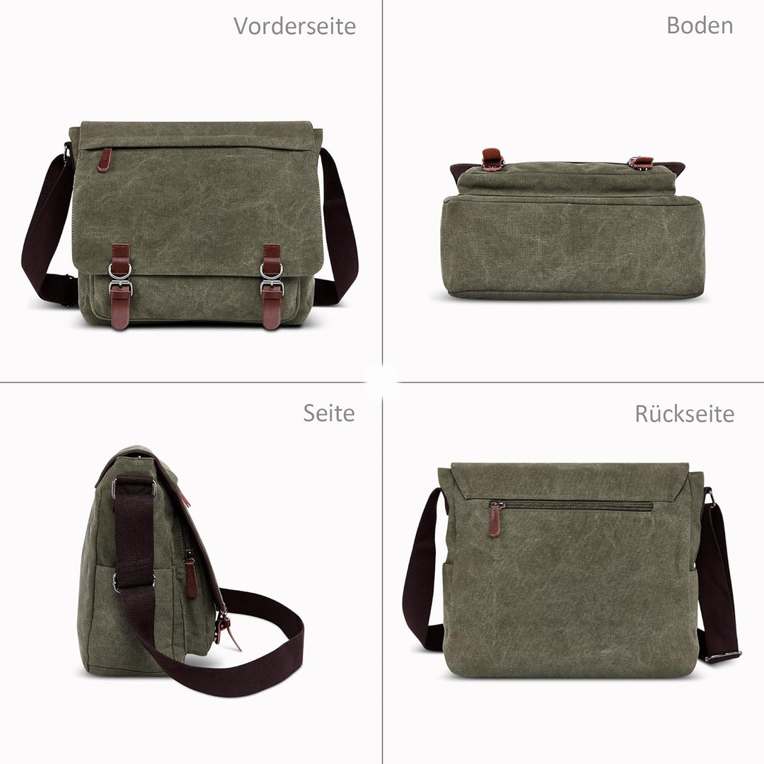 DORRISO Herren Umhängetasche Mode Schultertasche Leinwand Schultertaschen für 13.3 Zoll Laptop Kurie
