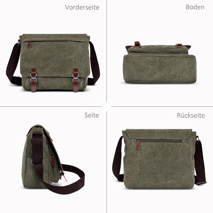 DORRISO Herren Umhängetasche Mode Schultertasche Leinwand Schultertaschen für 13.3 Zoll Laptop Kurie
