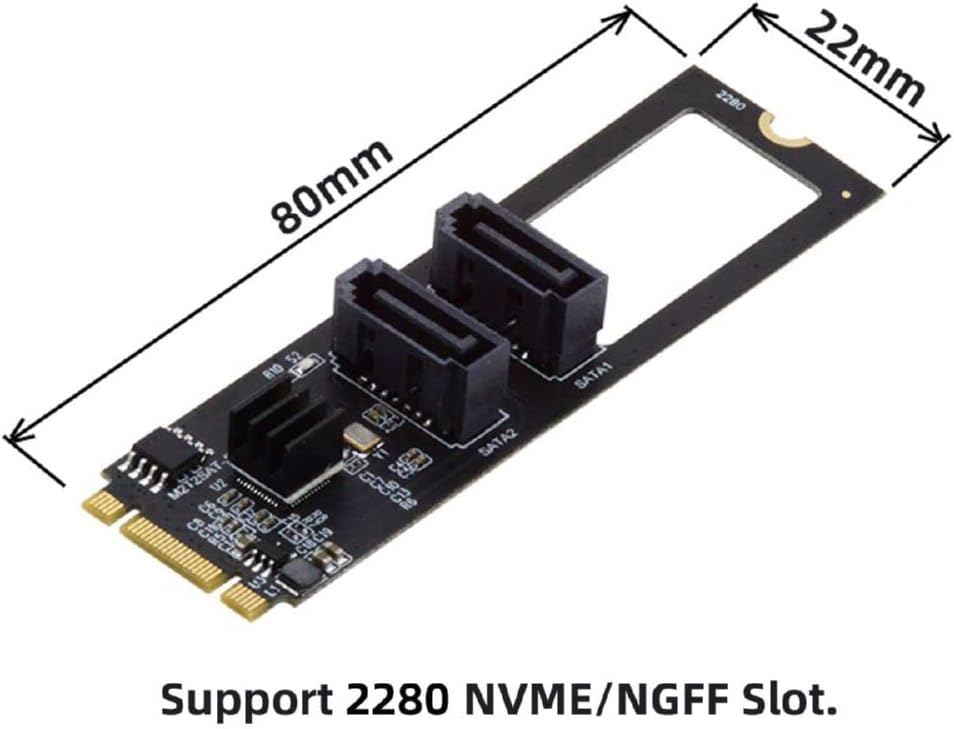 cablecc PCI Express NGFF Key B+M zu SATA 3.0 6 Gbps Dual Ports Vertical Adapter Converter Festplatte