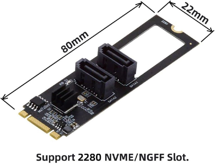 cablecc PCI Express NGFF Key B+M zu SATA 3.0 6 Gbps Dual Ports Vertical Adapter Converter Festplatte