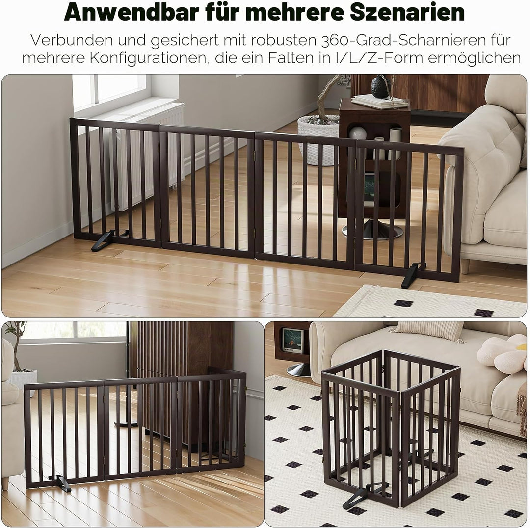 Freistehendes Hundegitter, Faltbares Hundebarriere für Tür,Treppen,Flur,Küche &amp; Schlafzimmer, Freist