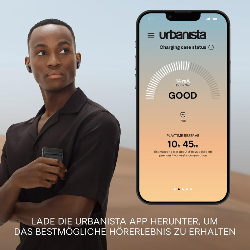 Urbanista Phoenix Solar In Ear Kopfhörer Bluetooth Noise Cancelling, unendliche Spielzeit, IPX4 Hybr