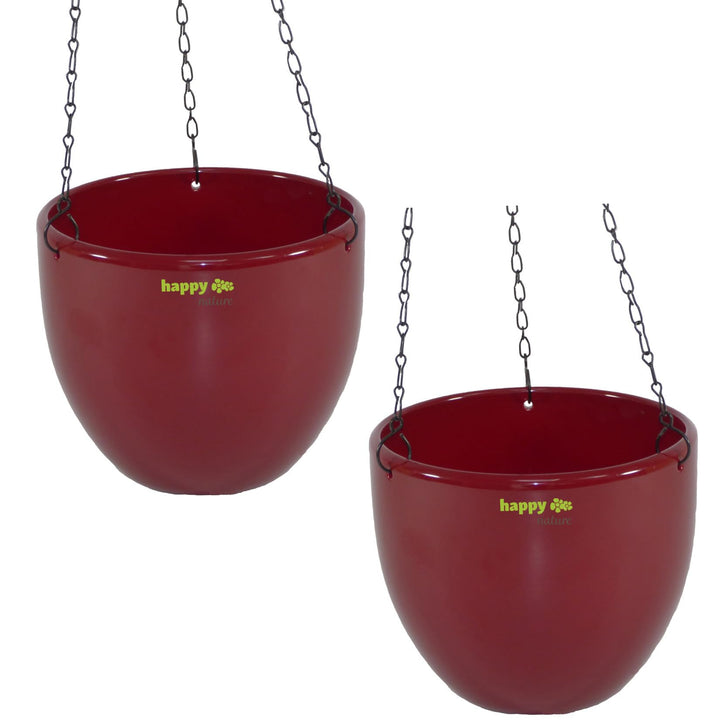 happy nature Set2 2 Keramik Hydro Blumenampel Venus 13/12 weinrot Ø 17.5 cm H 15 cm