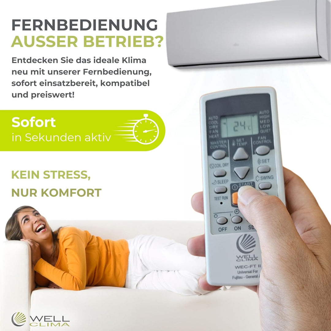 Fernbedienung für Klimaanlagen Fujitsu und General Inverter-Wärmepumpen, Kompatibel mit allen Modell