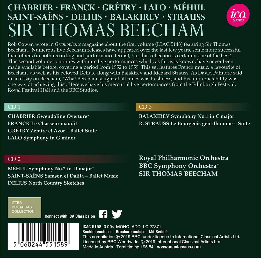 Sir Thomas Beecham Dirigiert, Audio-CD