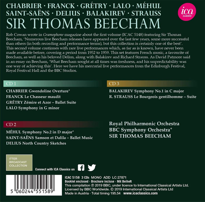 Sir Thomas Beecham Dirigiert, Audio-CD