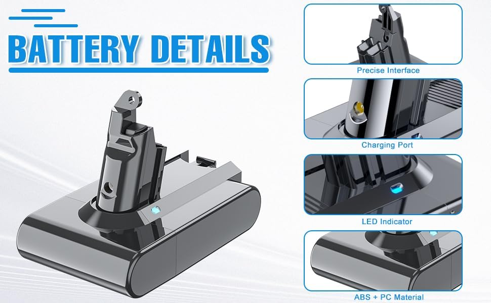 V6 Ersatzakku für Dyson V6 Akku Kompatibel mit Dyson DC62 DC58 DC59 DC61DC62 Animal DC72 DC74 SV03 S