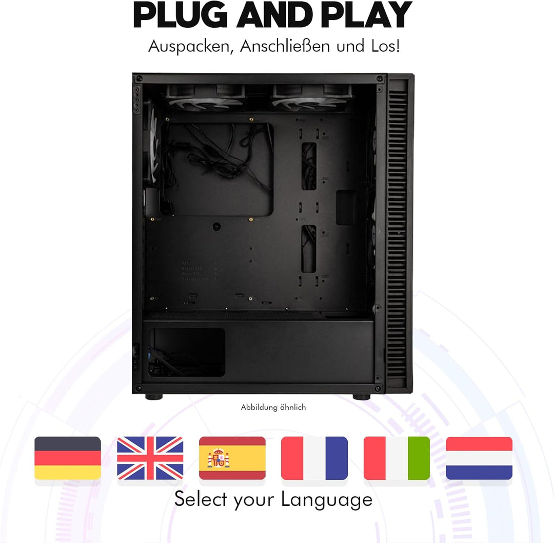 dcl24 Gaming Rechner AMD Ryzen 5 5500, RTX3050 8GB - 500GB SSD, 16GB DDR4, Gamer PC mit 6x4.2 GHz, s