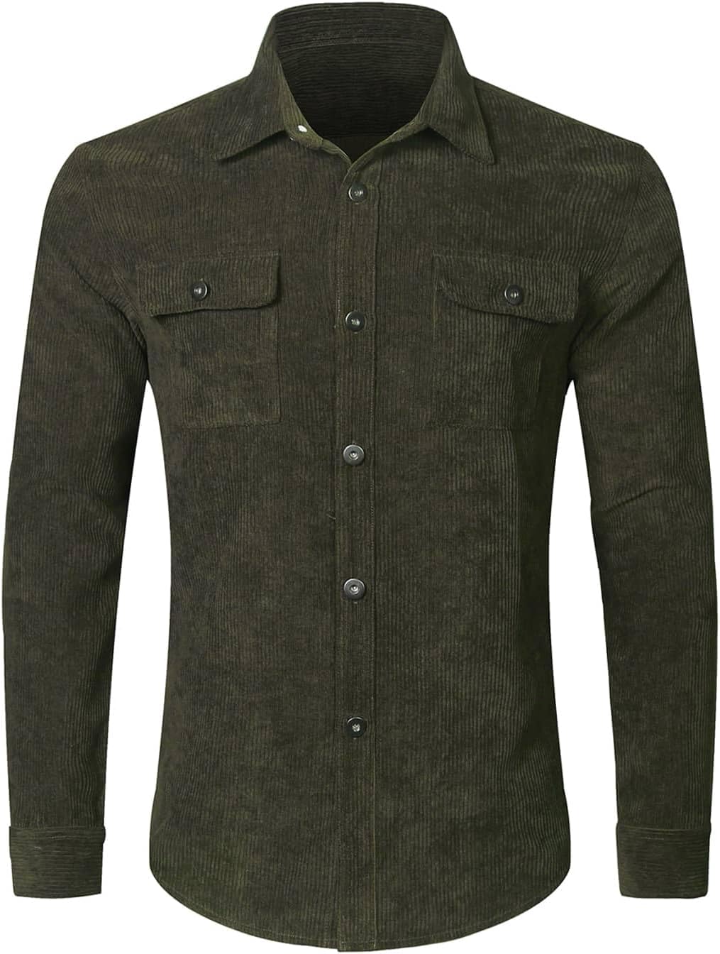 Herren Hemd Cord Langarm Freizeithemd Männer Jacke Regular Fit Button Up Hemdjacke Mit Klappentasche
