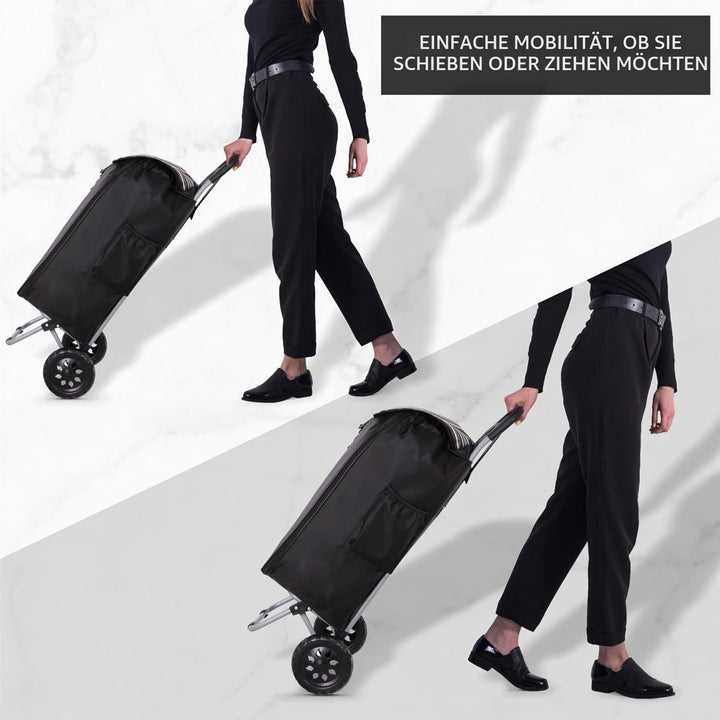 Hoppa Ausziehbarer leichter Einkaufstrolley, 57 l/64 l, Modell 2024, strapazierfähig und zusammenkla