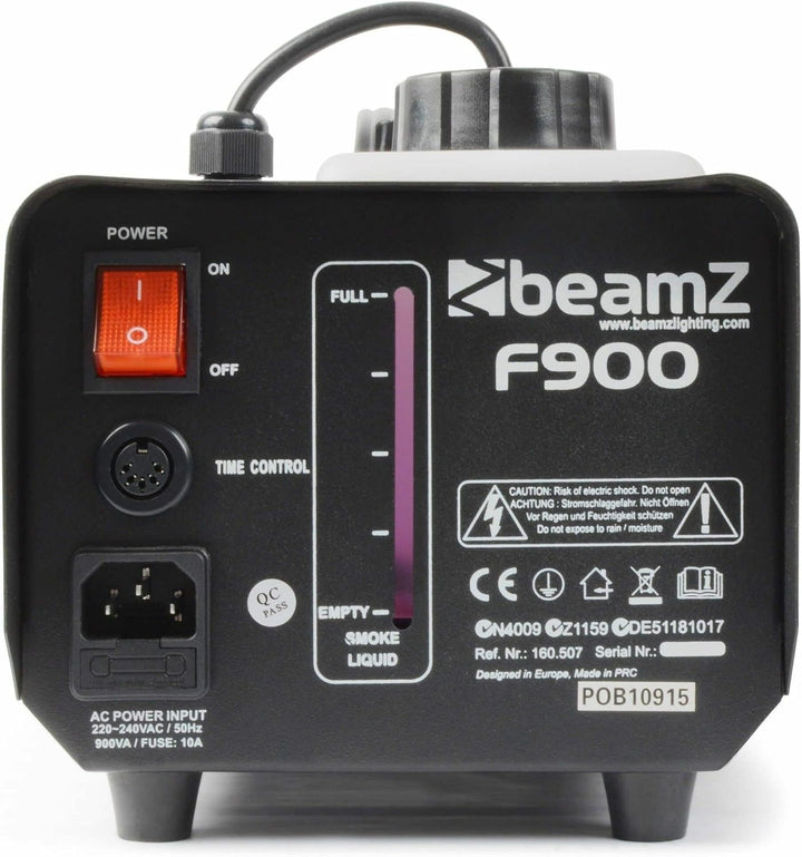 BeamZ F900 Hazer Nebelmaschine 900 W mit Fernbedienung, Dunstnebelmaschine, 900 ML Tankinhalt, Timer